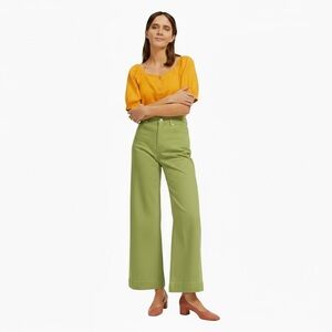 Everlane The Summer Wide Leg Jean High Rise Cotton Pants Green 29 Lightweight